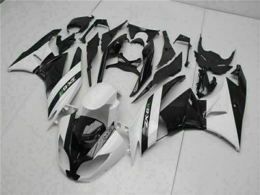 2009-2012 Glossy Black White Kawasaki ZX6R Motorcycle Fairings