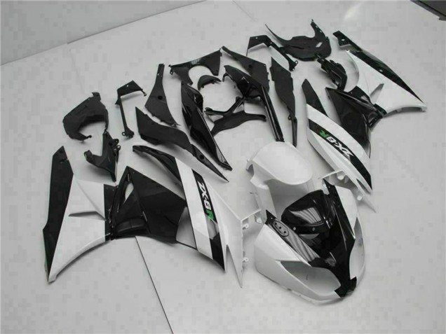 2009-2012 Glossy Black White Kawasaki ZX6R Motorcycle Fairings