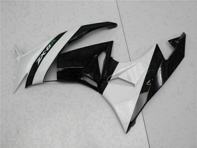 2009-2012 Glossy Black White Kawasaki ZX6R Motorcycle Fairings