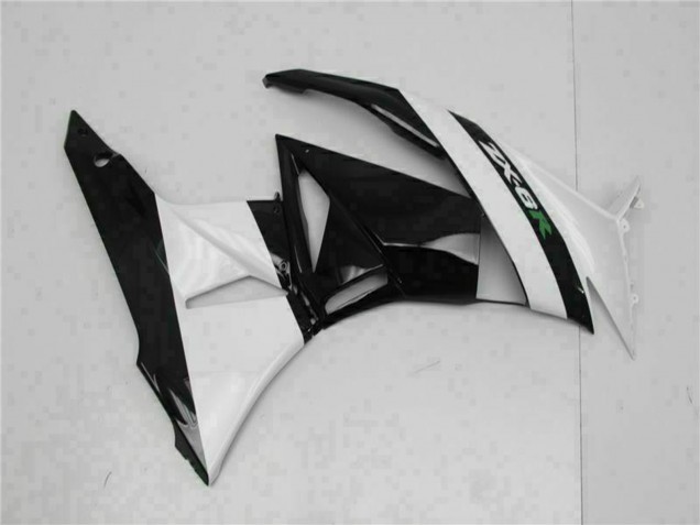 2009-2012 Glossy Black White Kawasaki ZX6R Motorcycle Fairings