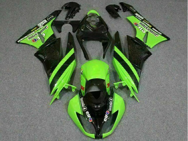 2009-2012 Green Glossy Black Elf Touch4 Bridgestone Kawasaki ZX6R Motorcycle Fairings