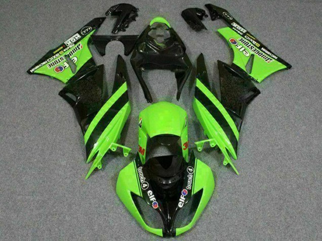 2009-2012 Green Glossy Black Elf Touch4 Bridgestone Kawasaki ZX6R Motorcycle Fairings