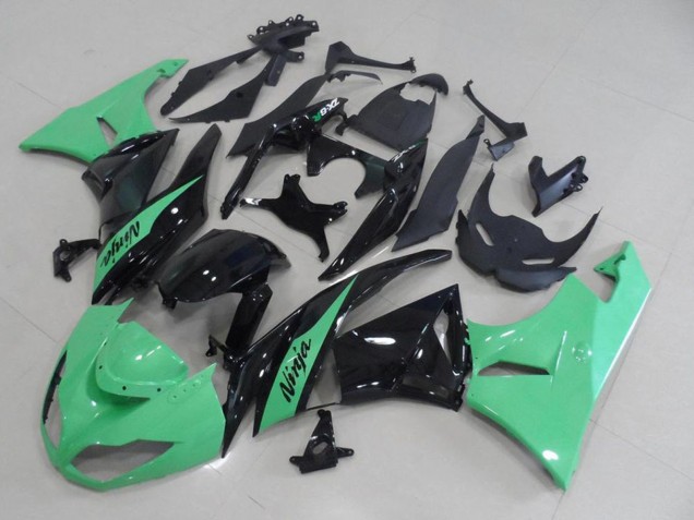 2009-2012 Light Green Glossy Black Kawasaki ZX6R Motorcycle Fairings