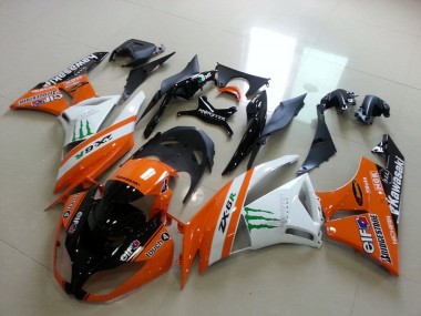 2009-2012 Orange White Glossy Black Green Elf Bridgestone Monster Kawasaki ZX6R Motorcycle Fairings