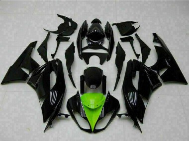 2009-2012 Glossy Black Green Kawasaki ZX6R Motorcycle Fairings