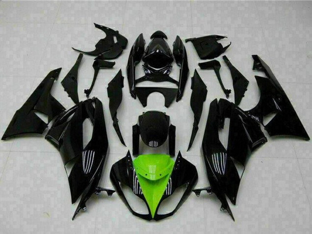 2009-2012 Glossy Black Green Kawasaki ZX6R Motorcycle Fairings