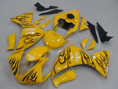 2012-2014 Yellow Black Flame Yamaha YZF R1 Motorcycle Fairings