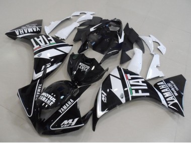 2012-2014 White Black Fiat Yamaha YZF R1 Motorcycle Fairings