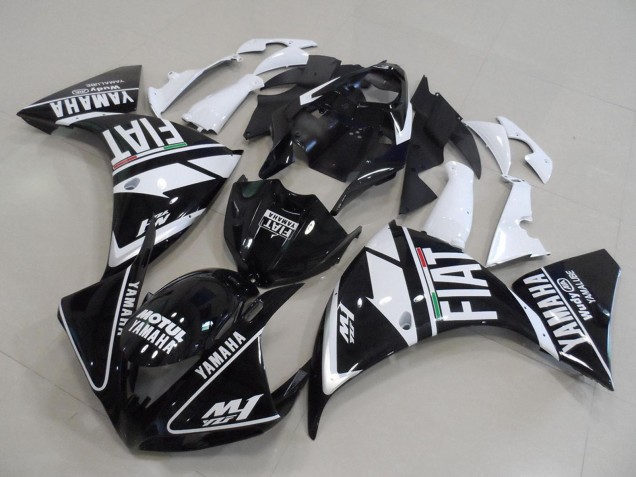 2012-2014 White Black Fiat Yamaha YZF R1 Motorcycle Fairings