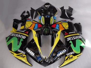 2012-2014 Glossy Black Yellow Green White Blue MoviStar Monster Yamaha YZF R1 Motorcycle Fairings