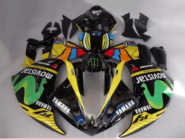 2012-2014 Glossy Black Yellow Green White Blue MoviStar Monster Yamaha YZF R1 Motorcycle Fairings
