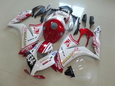 2012-2016 White Red Musashi 634 Honda CBR1000RR Motorcycle Fairings