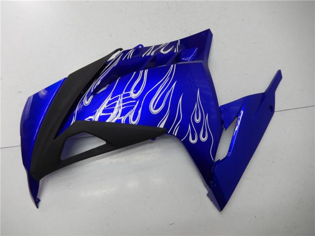 2013-2024 Blue Black White Flame Kawasaki Ninja 300 EX300R Motorcycle Fairings
