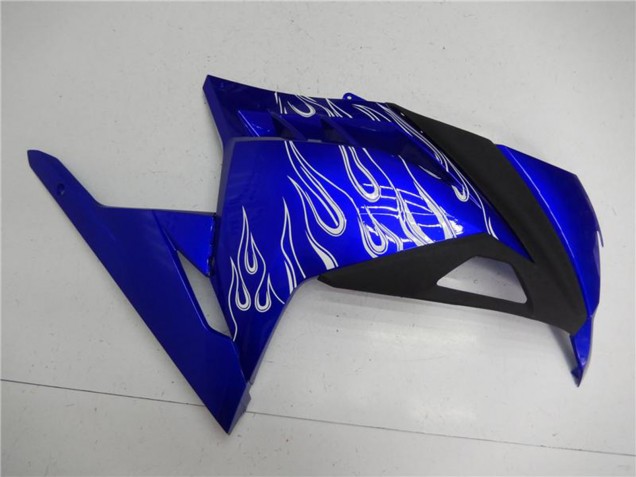 2013-2024 Blue Black White Flame Kawasaki Ninja 300 EX300R Motorcycle Fairings