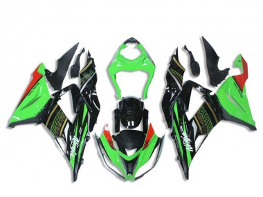 2013-2018 Green Glossy Black Red Honeycomb Kawasaki ZX6R Motorcycle Fairings