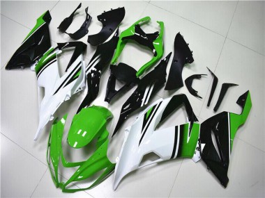 2013-2018 Green White Glossy Black Kawasaki ZX6R Motorcycle Fairings