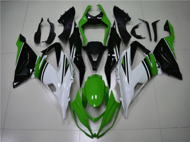 2013-2018 Green White Glossy Black Kawasaki ZX6R Motorcycle Fairings