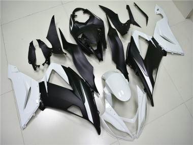 2013-2018 White Matte Black Kawasaki ZX6R Abs Fairings