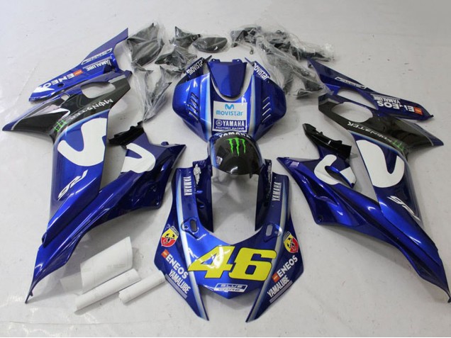 2017-2023 White Blue Green Monster MoviStar Yamaha YZF R6 Motorcycle Fairings
