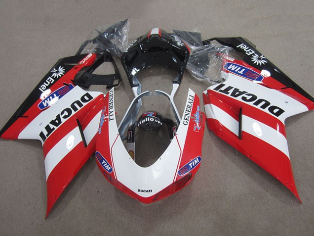 2007-2014 Red White Black Generali Tim Ducati 1098 Motorcycle Fairings