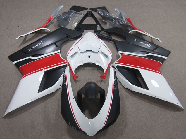 2007-2014 White Red Matte Black Marvic Ducati 848 1098 1198 Motorcycle Fairings