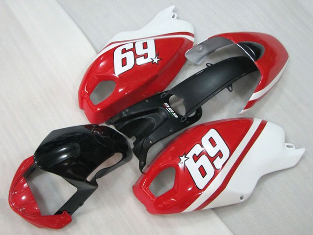 2008-2012 White Red Glossy Black 69 Ducati Monster 696 Motorcycle Fairings