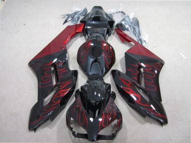 2004-2005 Glossy Black Red Flame Honda CBR1000RR Motorcycle Fairing