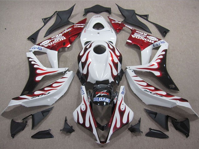 2004-2005 White Red Glossy Black Flame SHARK Honda CBR1000RR Motorcycle Fairings