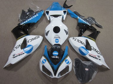 2006-2007 White Light Blue Glossy Black Konica Minolta Honda CBR1000RR Motorcycle Fairings