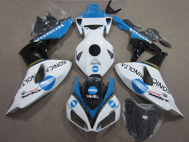 2006-2007 White Light Blue Glossy Black Konica Minolta Honda CBR1000RR Motorcycle Fairings