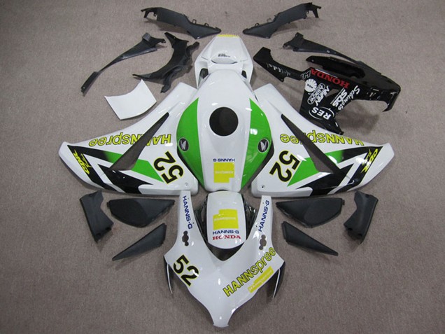 2008-2011 White Green Yellow Glossy Black Hannspree 52 Honda CBR1000RR Motorcycle Fairings