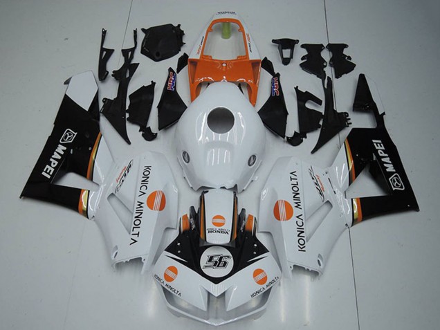 2012-2016 White Orange Glossy Black Konica Minolta 56 Honda CBR1000RR Motorcycle Fairings