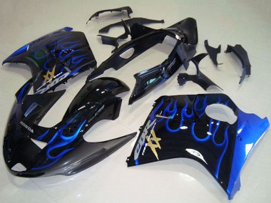 1996-2007 Glossy Black Blue Flame Honda CBR1100XX Blackbird Abs Motorcycle Fairings