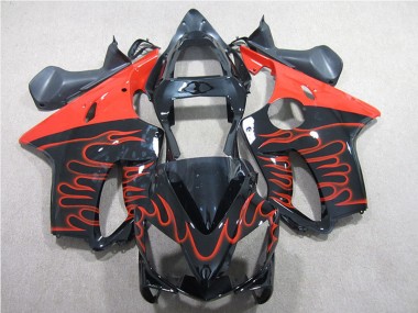 2001-2003 Glossy Black Red Flame Honda CBR600 F4i Motorcycle Fairing Kits