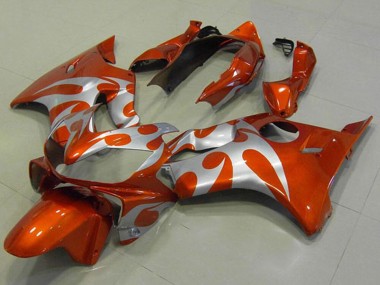 2004-2007 Silver Orange Flame Honda CBR600 F4i Motorcycle Fairings