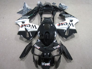 2003-2004 Glossy Black White West Honda CBR600RR Motorcycle Fairings