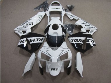 2003-2004 White Glossy Black Repsol Honda CBR600RR Motorcycle Fairings