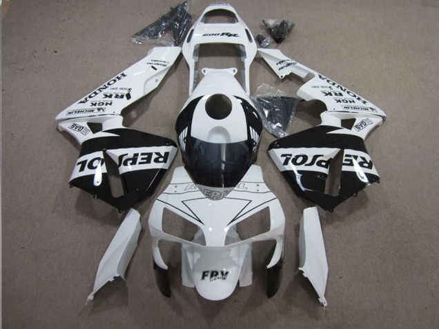 2003-2004 White Glossy Black Repsol Honda CBR600RR Motorcycle Fairings
