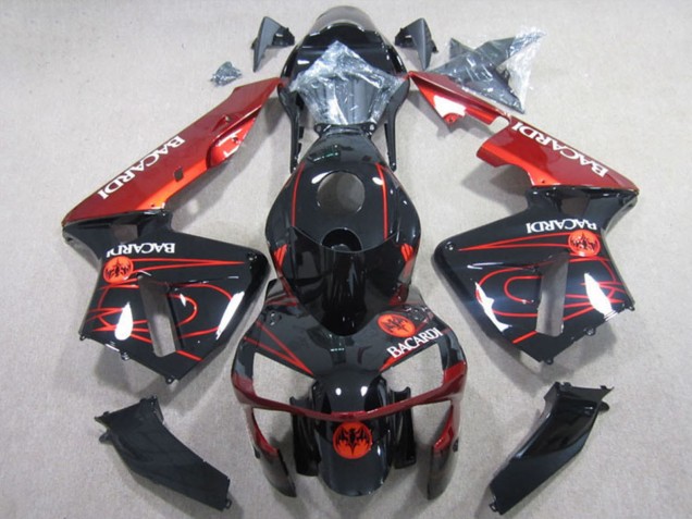 2003-2004 Glossy Black Red RACARDI Honda CBR600RR Motorcycle Fairings