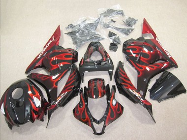 2009-2012 Glossy Black Red Flame Honda CBR600RR Motorcycle Fairing