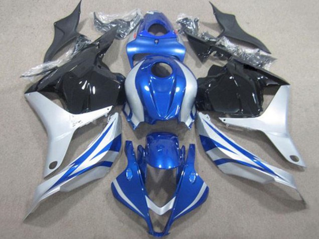 2009-2012 Silver Blue Glossy Black Stripe Honda CBR600RR Motorcycle Fairings