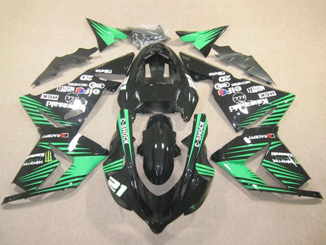 2004-2005 Black Green C-Shock Monster Kawasaki ZX10R Motorcycle Fairings