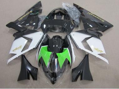 2004-2005 Black White Gold Ninja Kawasaki ZX10R Motorcycle Fairings