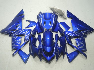 2004-2005 Blue White Flame Kawasaki ZX10R Motorcycle Fairings