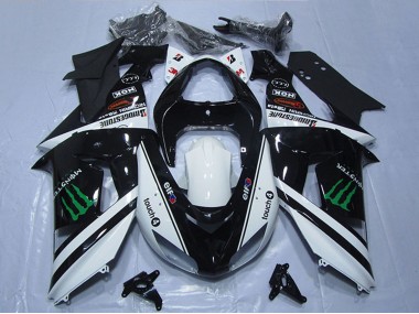 2006-2007 White Glossy Black Green Elf Touch4 Monster Kawasaki ZX10R Motorcycle Fairings