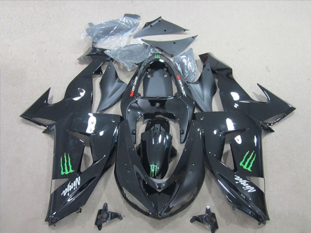 2006-2007 Glossy Black Green Monster Kawasaki ZX10R Motorcycle Fairings