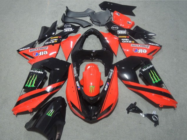 2006-2007 Red Glossy Black Green Elf Touch4 Monster Kawasaki ZX10R Motorcycle Fairings