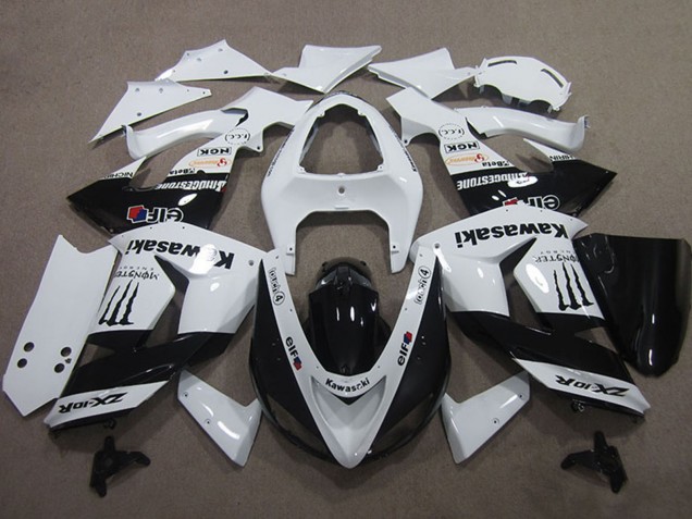 2006-2007 White Glossy Black Elf Touch4 Monster Energy Kawasaki ZX10R Motorcycle Fairings