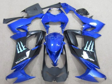 2008-2010 Blue Black Monster Kawasaki ZX10R Motorcycle Fairings