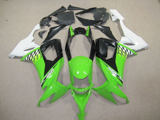 2008-2010 White Green Black Kawasaki ZX10R Motorcycle Fairing Kits
